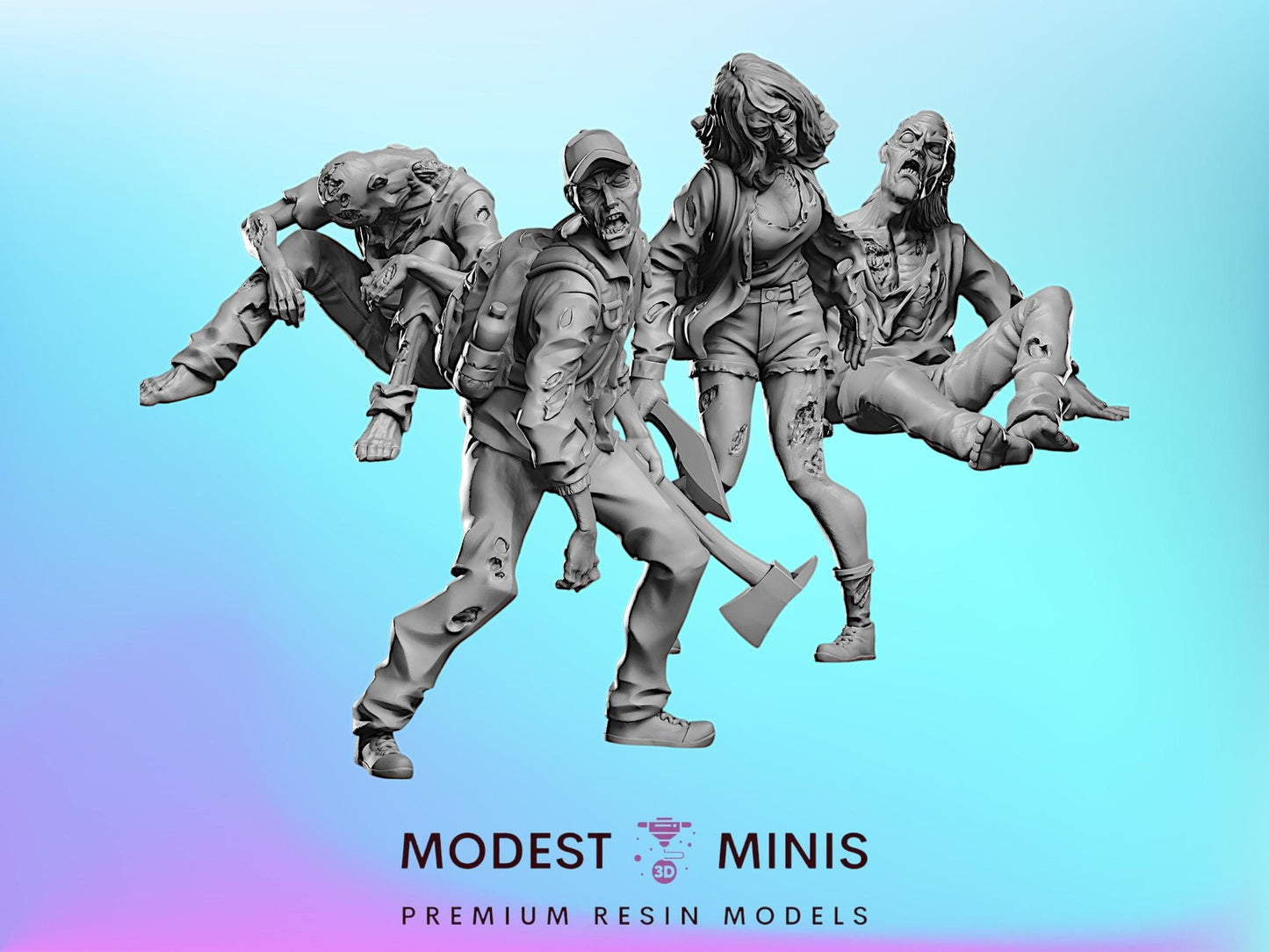 Idle Zombies 1 Set | 28mm - 100mm Scale Resin Mini | Zombicide | Vaultz