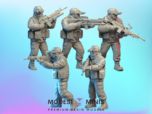 5pc Desert SAS Squad - 28mm Scale Resin Military Miniature | Zona Alfa | Spectre Ops Mini