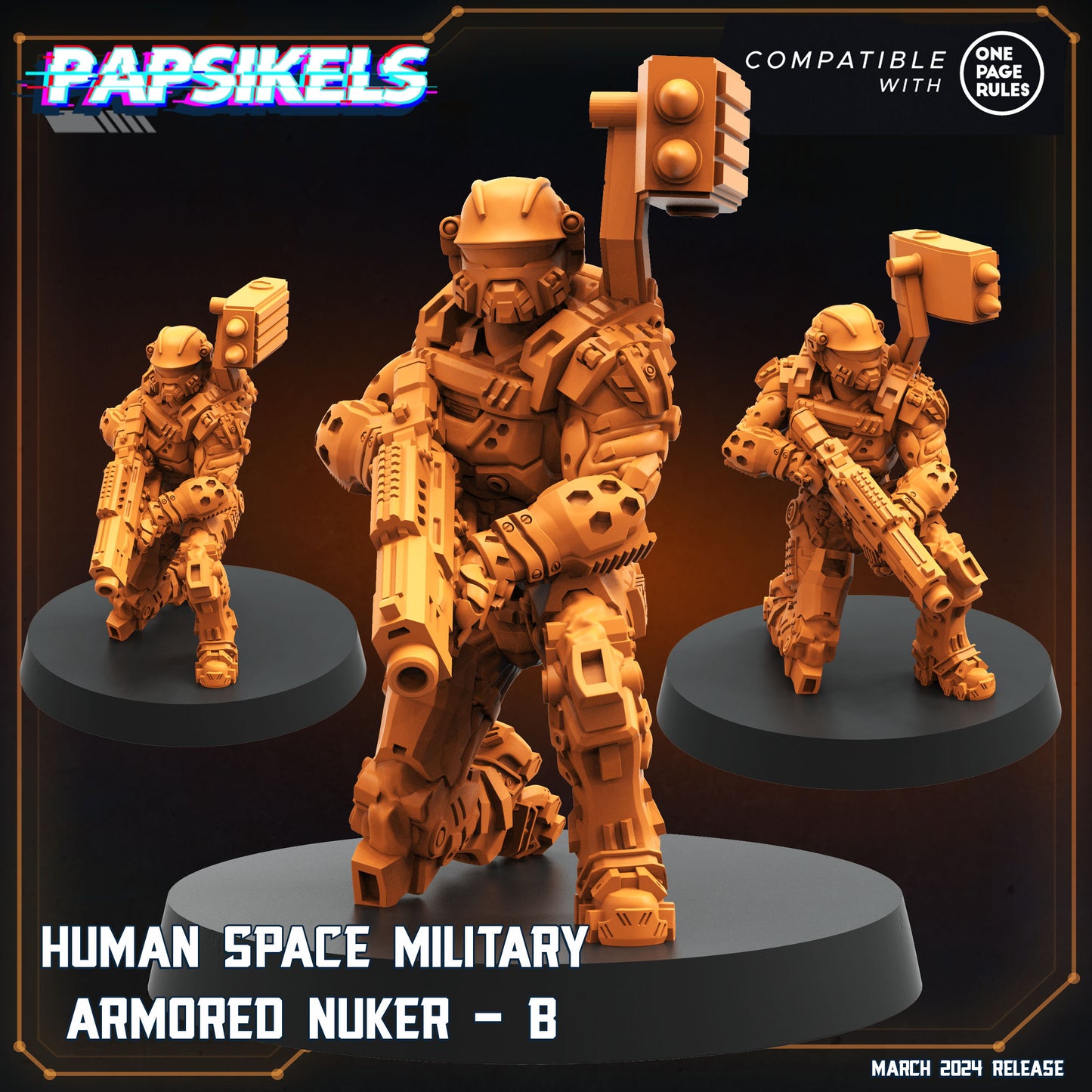 Space Military Armored Nuker - 32mm Scale Miniature | RPG | Sci fi | Cyberpunk | Role Playing | Papsikel