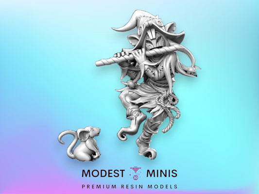 Flute Charmer and Rat - 32mm Scale DnD Miniature | Dungeons and Dragons | Final Fantasy | RPG - RN Estudio