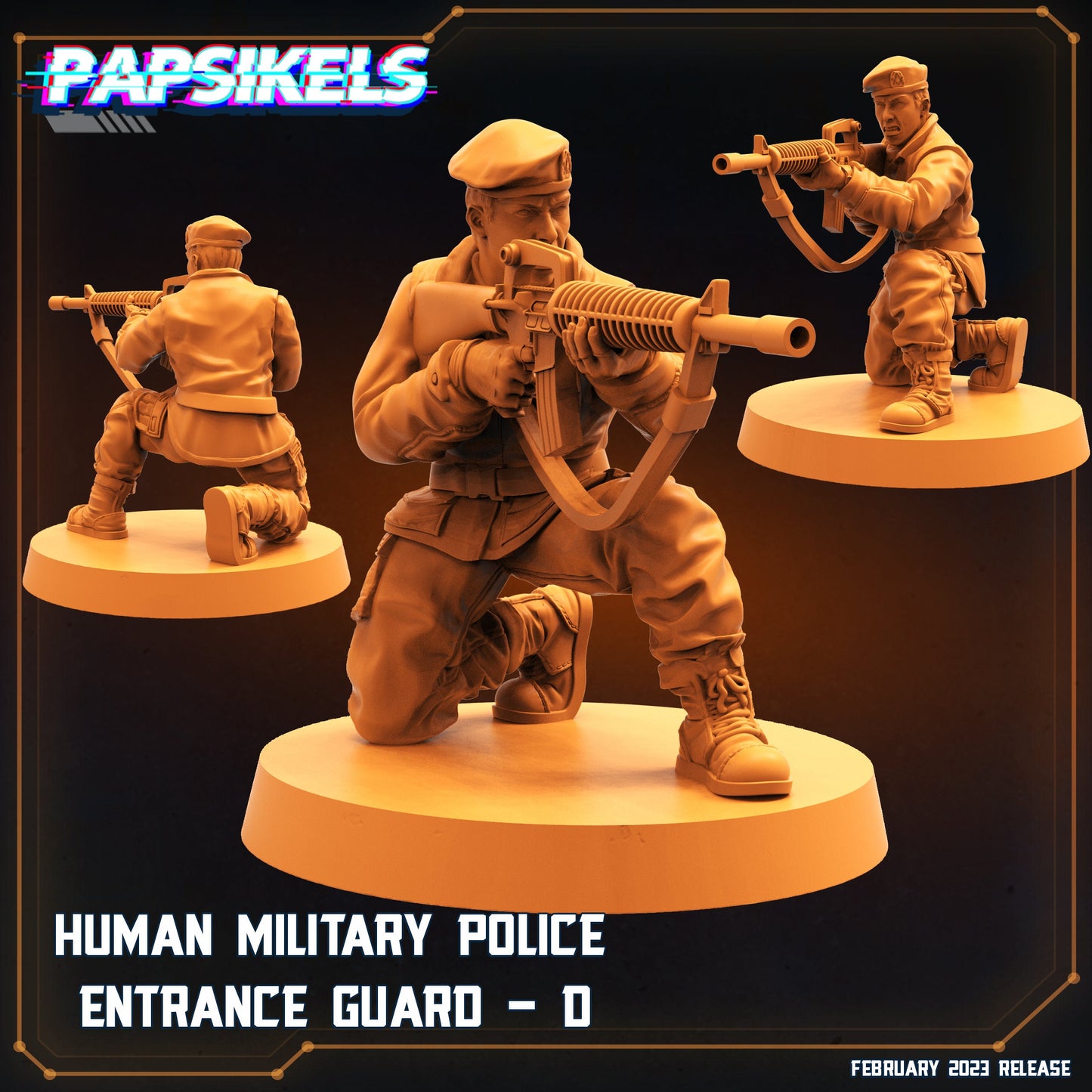 5pc Military Police Entrance Guard - Resin 3D Print Miniature | RPG | Sci fi | Cyberpunk | Role Playing | DnD | Papsikel Star Entrance