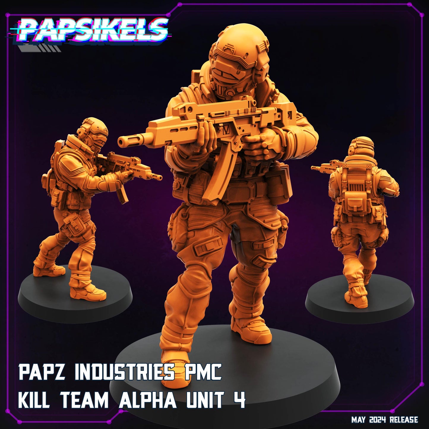 PMC Kill Team Alpha Squad - 32mm Scale Cyberpunk Mini  | Papsikels