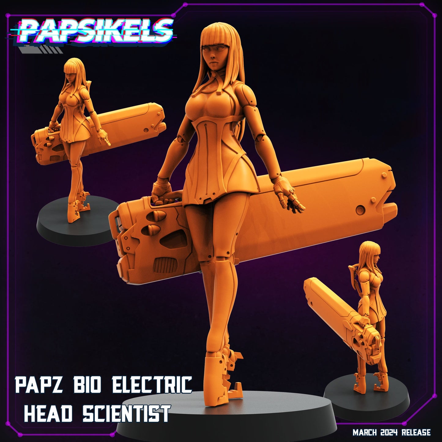 Bio Electric Head Scientist - Resin Cyberpunk Miniature  | Papsikels