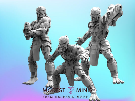 3pc Chit Lizard Soldiers - 40mm  Miniature | Crisis Protocol Proxy | Trident
