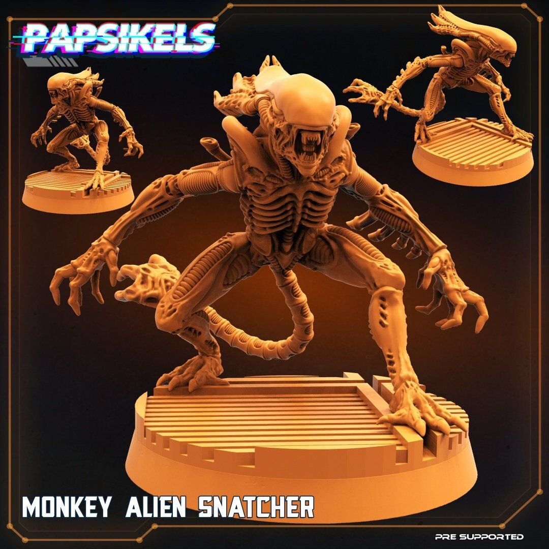 Alien Xeno Monkey Snatcher - 32mm Scale Alien Miniature | RPG | Sci fi | Cyberpunk | Role Playing | DnD | Papsikel