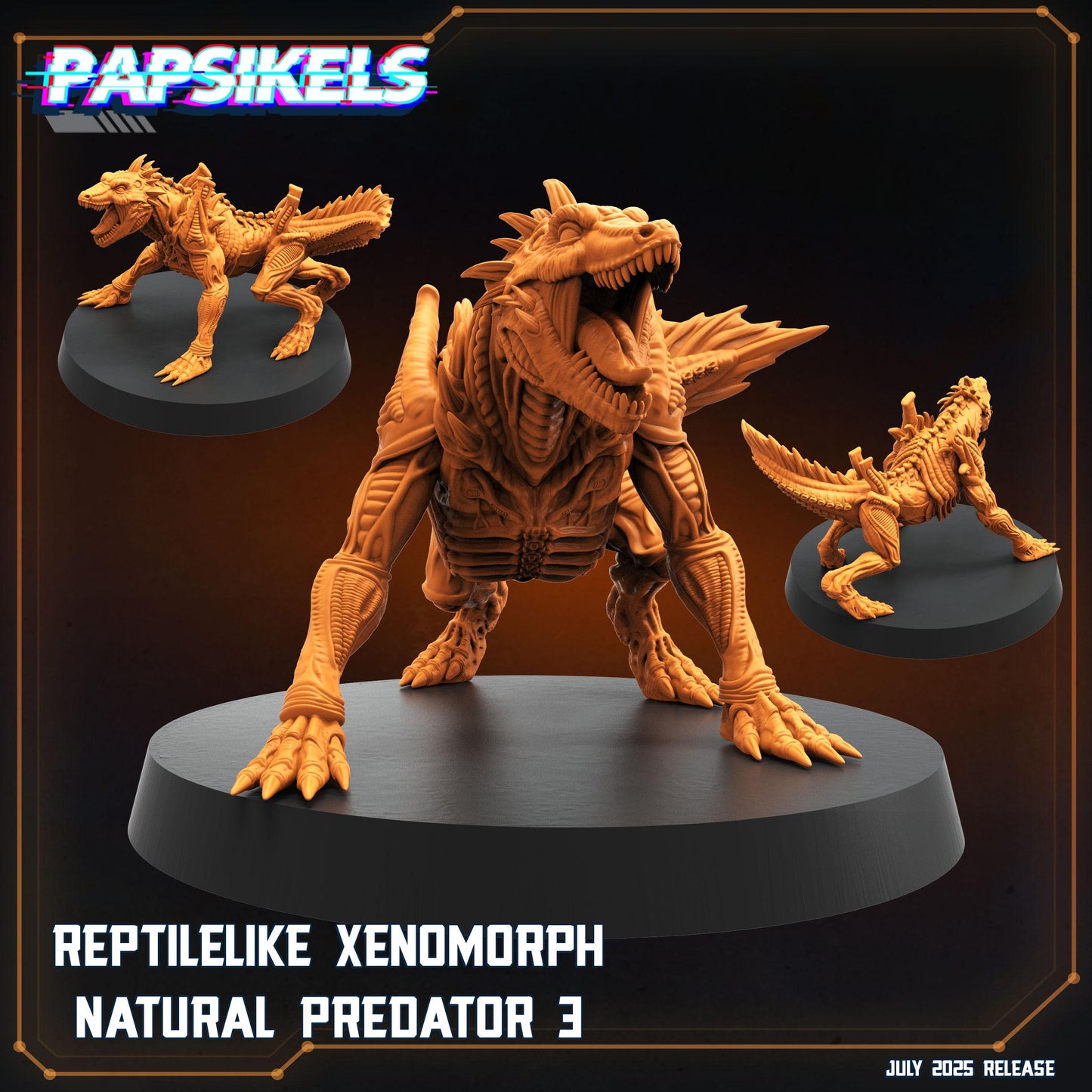 7pc Reptilelike Xeno Natural Predator Set - Resin 3D Print Alien Miniature | RPG | Sci fi | Cyberpunk | Role Playing | DnD | Papsikel