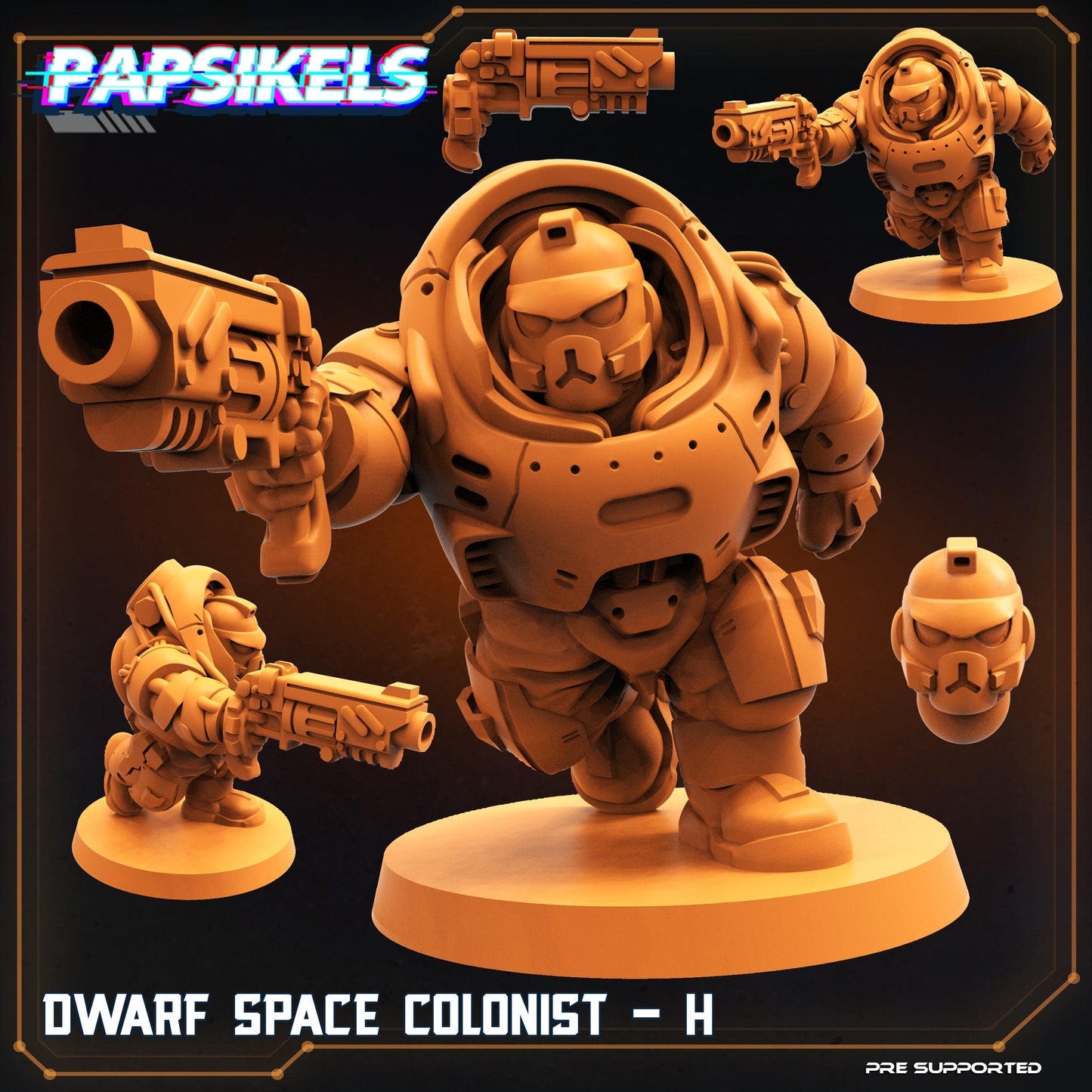 10pc Space Dwarf Set  - 32mm Scale Alien Miniature | RPG | Sci fi | Cyberpunk | Role Playing | DnD | Papsikel