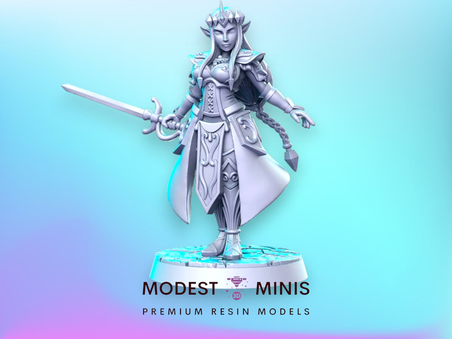 Zalidra Elf Princess - 32mm Scale DnD Miniature | Dungeons and Dragons | JRPG Mini - RN Estudio