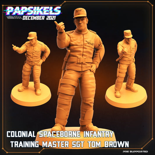 Master Sgt Tom Brown - 32mm Scale Alien Miniature | RPG | Sci fi | Cyberpunk | Role Playing | DnD | Papsikel