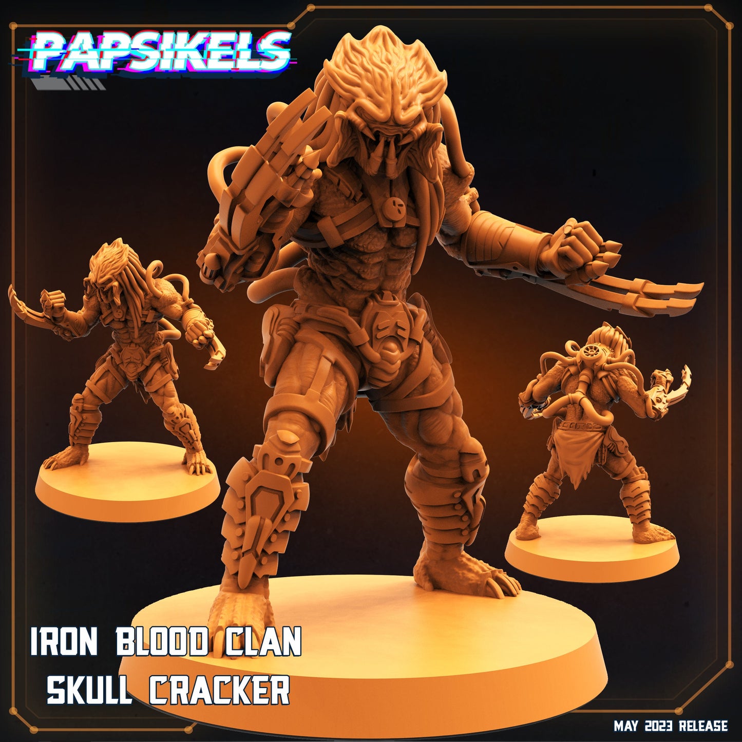 4pc Iron Blood Clan Skullhunters - Resin 3D Print Predator Miniature | RPG | Sci fi | Cyberpunk | Role Playing | DnD | Papsikel
