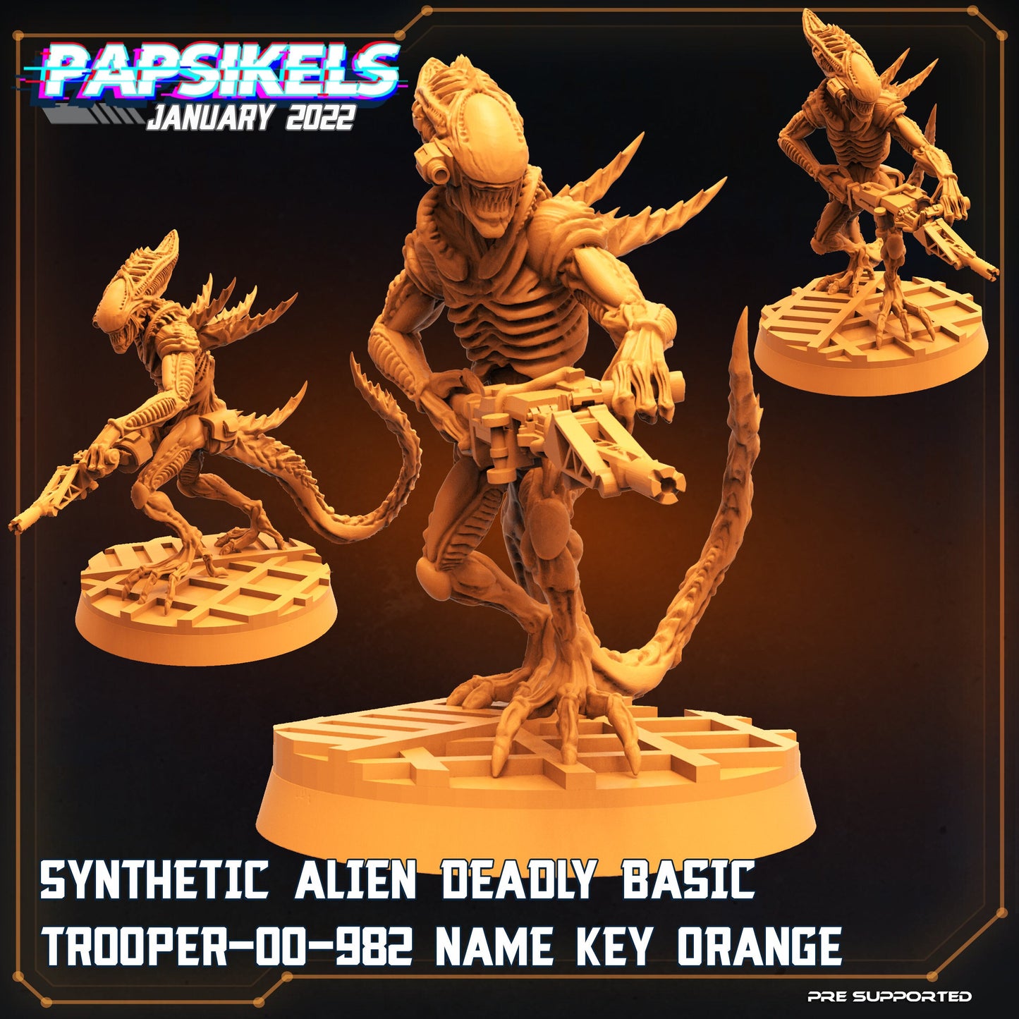 Fran 9 Xeno Troop Orange - 32mm Scale Alien Miniature | RPG | Sci fi | Cyberpunk | Role Playing | DnD | Papsikel