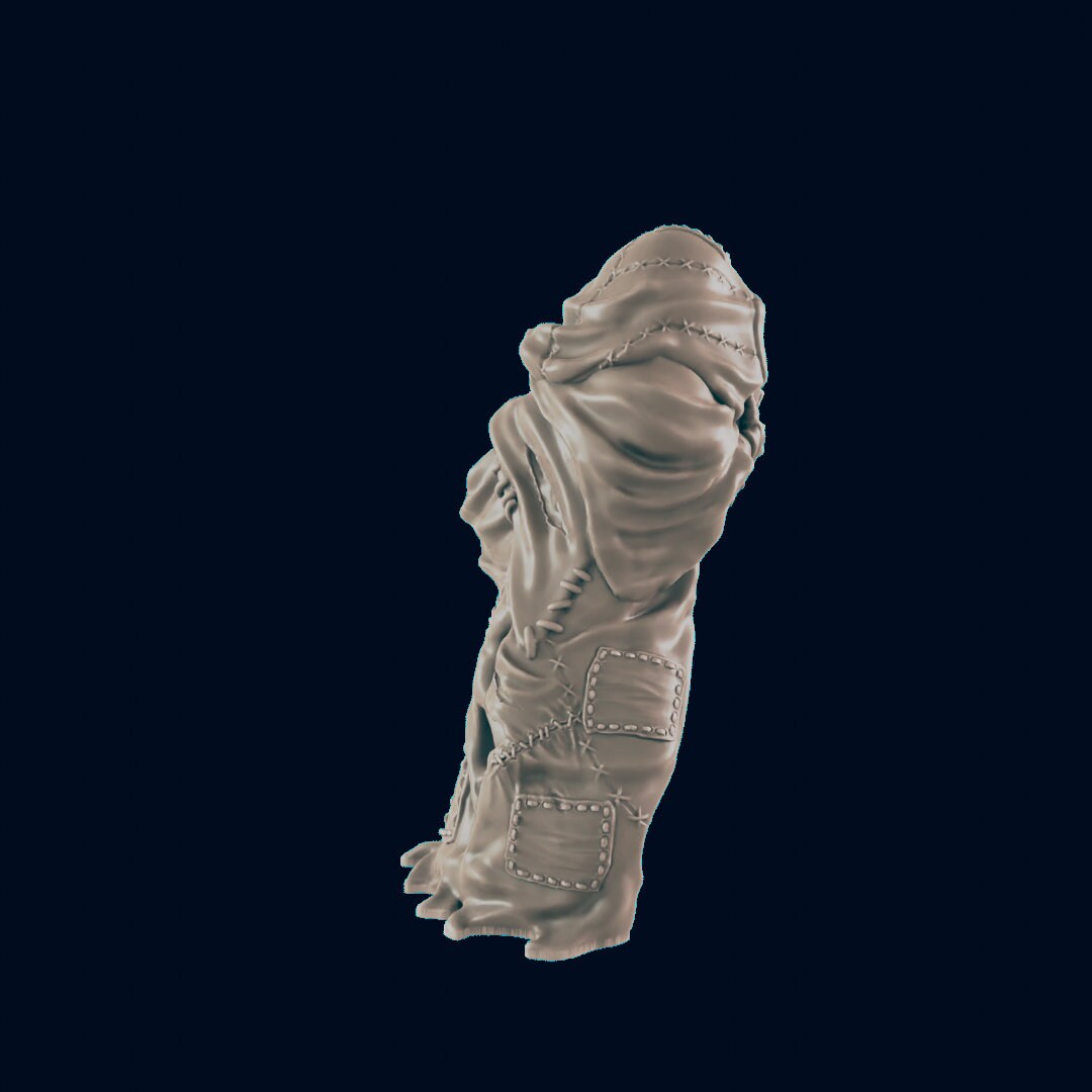 NPC Half Orc Beggar - 25mm - 75mm Scale | DnD | EC3D Fantasy Mini | Townsfolk