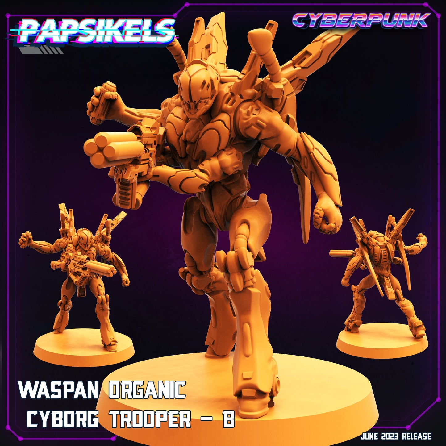 5pc Waspan Organic Cyborg Troopers - Resin Cyberpunk Miniature  | Papsikels