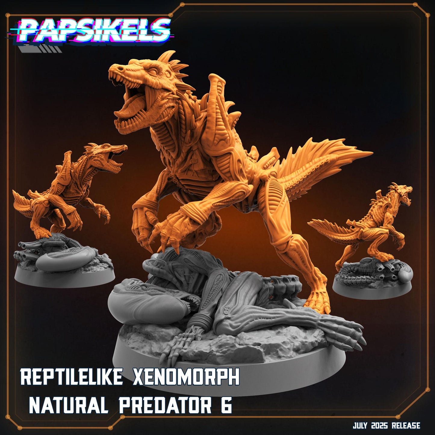7pc Reptilelike Xeno Natural Predator Set - Resin 3D Print Alien Miniature | RPG | Sci fi | Cyberpunk | Role Playing | DnD | Papsikel