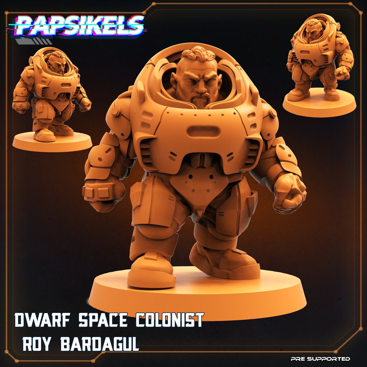 Space Dwarf Colonist Bardagul - 32mm Scale Alien Miniature | RPG | Sci fi | Cyberpunk | Role Playing | DnD | Papsikel