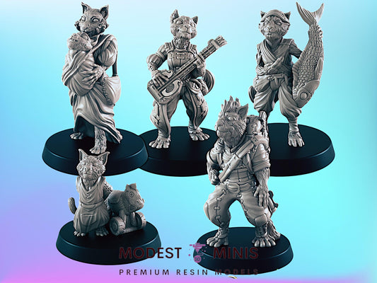 Catfolk Commoners Tabaxi | 25mm - 100mm Scale | DnD | EC3D Fantasy Mini | Everyday Folk
