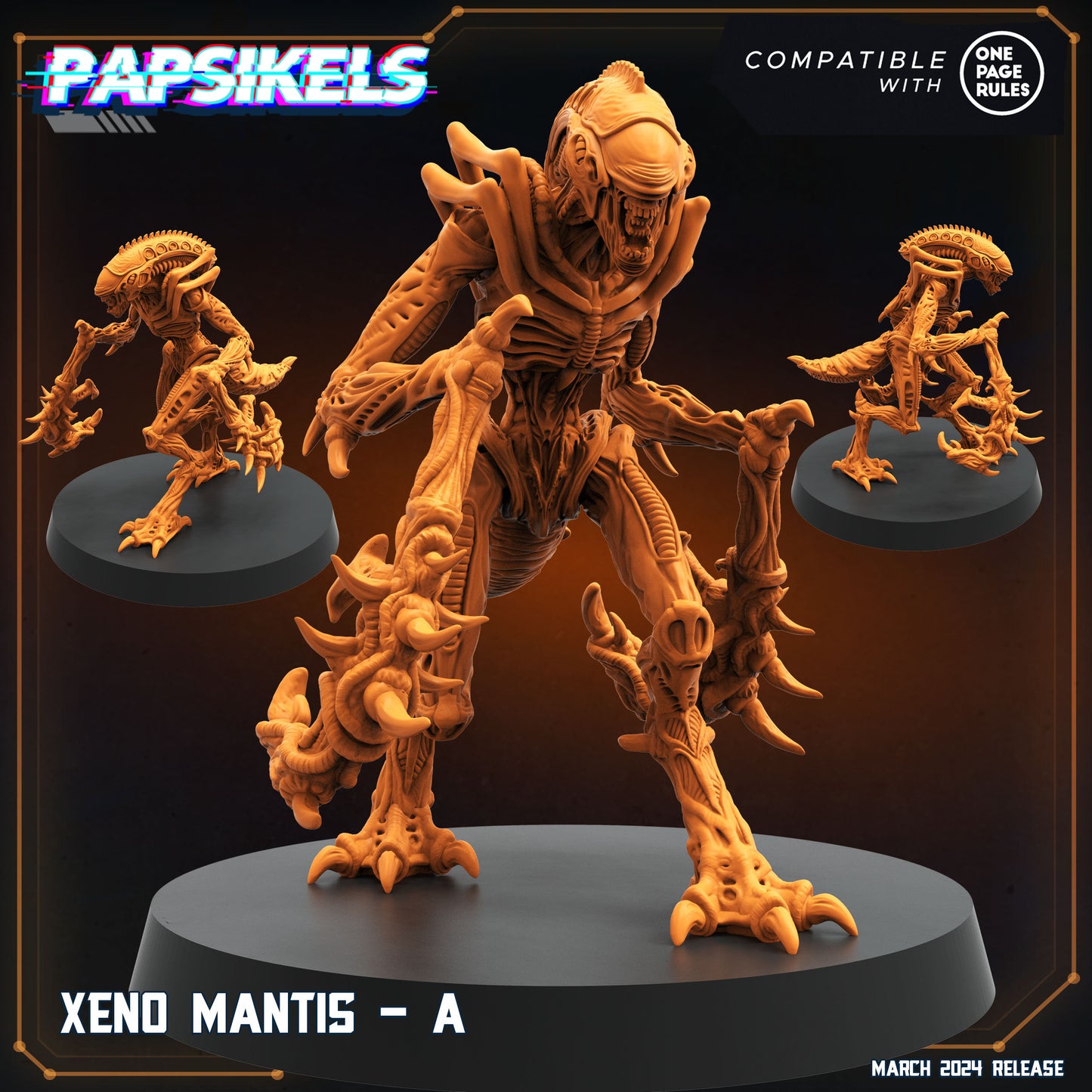 Xeno Mantis Set - 32mm Scale Aliens Miniature | RPG | Sci fi | Papsikels