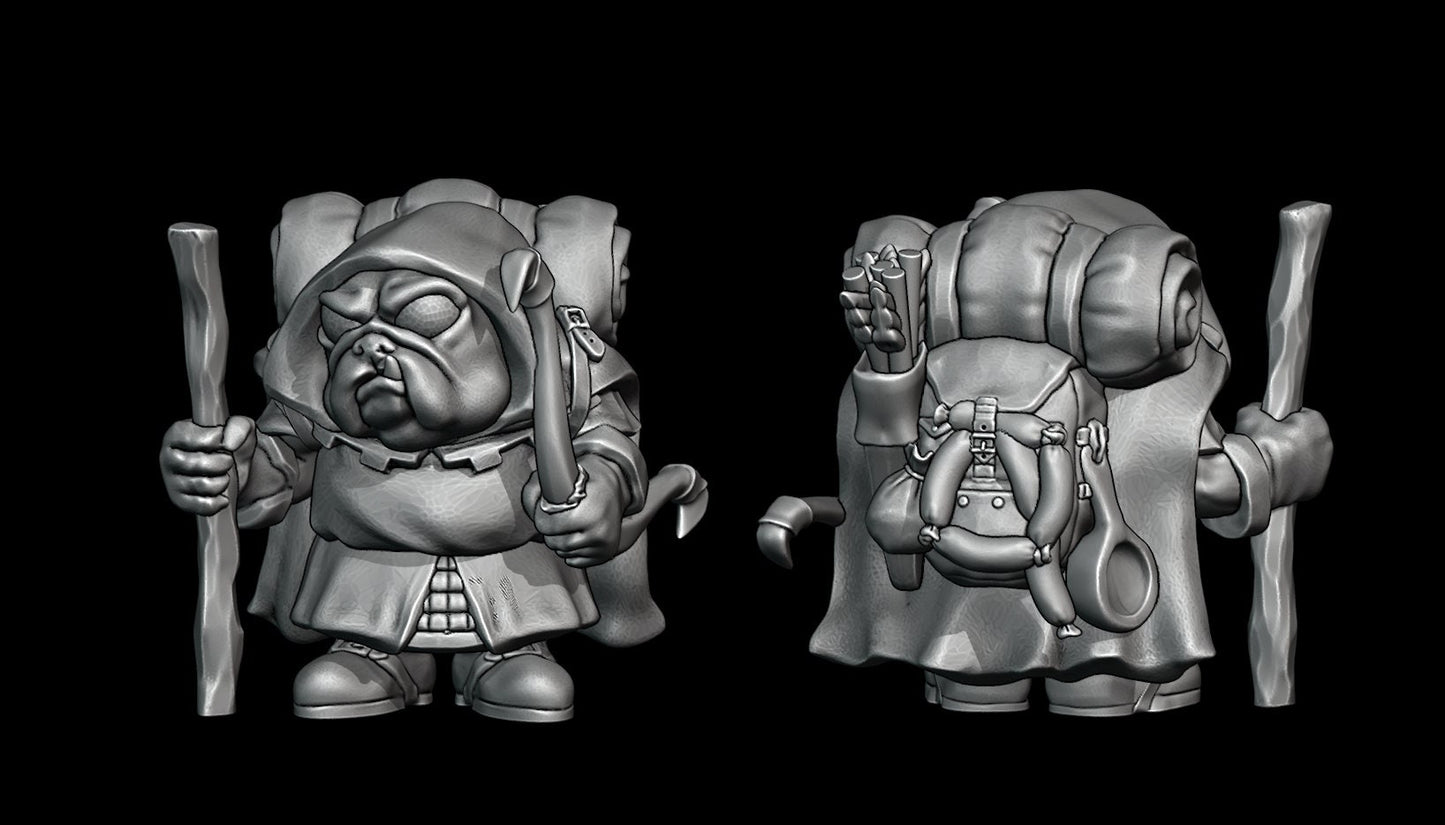 Pug Town Adventurers | Chibi | Resin Mini | DnD Miniature Dungeons and Dragons Fantasy