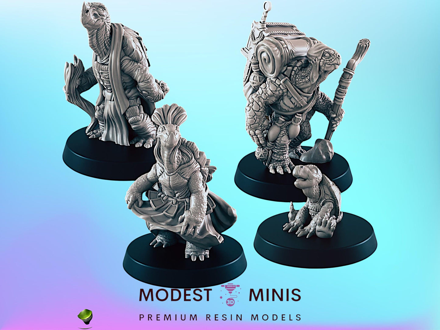Turtlefolk | 25mm - 100mm Scale | DnD | EC3D Fantasy Mini | Everyday Folk