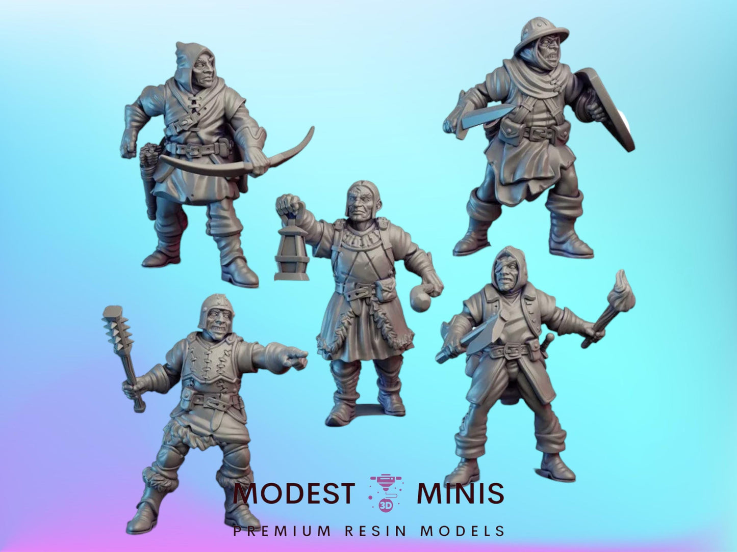 5pc Mercenary Set | 28mm - 75mm Scale | DnD Frostgrave Mini | Vae Victis Fantasy