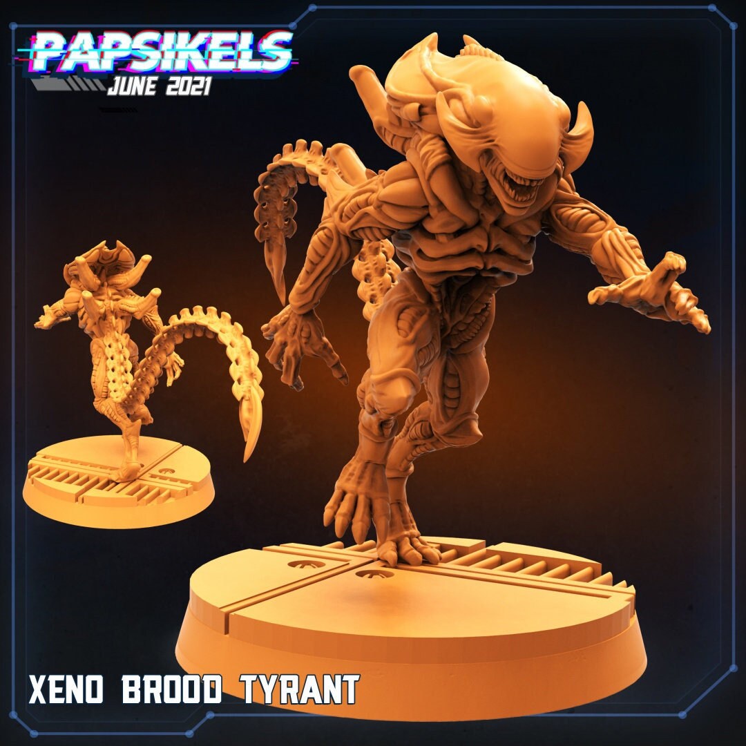 Alien Xeno Brood Tyrant - 32mm Scale Alien Miniature | RPG | Sci fi | Cyberpunk | Role Playing | DnD | Papsikel