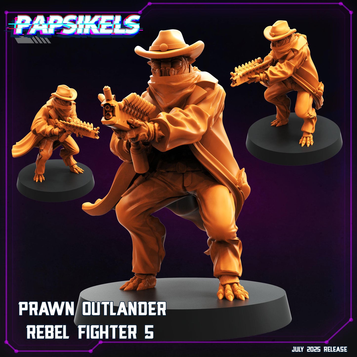 Prawn Outlander Rebel Figher 5-9 - 28mm 32mm 40mm Scale Cyberpunk Miniature  | Papsikels