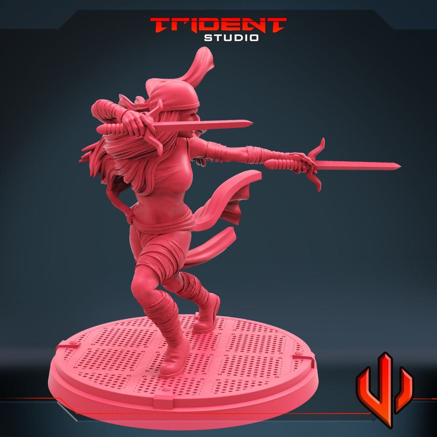 Red Ninja A Elektra- 40mm  Miniature | Crisis Protocol Proxy | Trident
