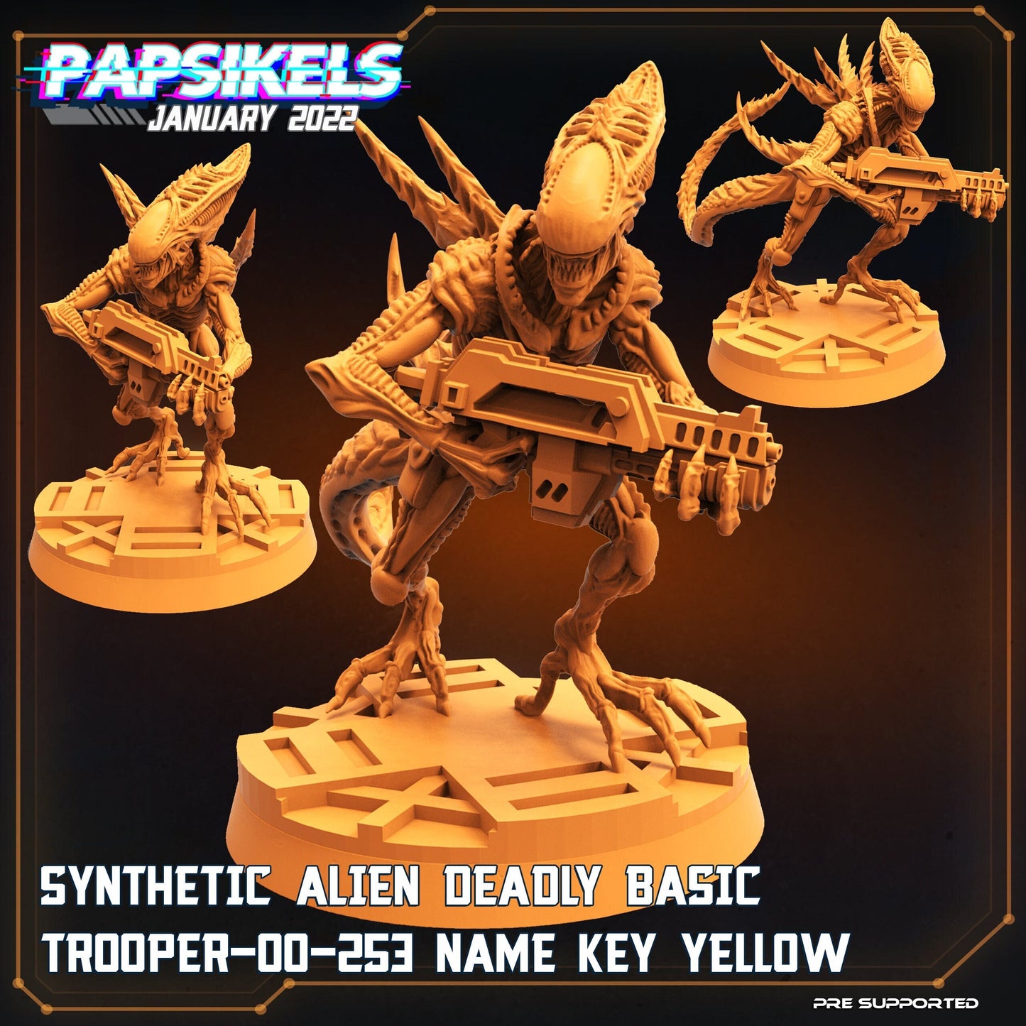 Fran 9 Xeno Troop Yellow - 32mm Scale Alien Miniature | RPG | Sci fi | Cyberpunk | Role Playing | DnD | Papsikel