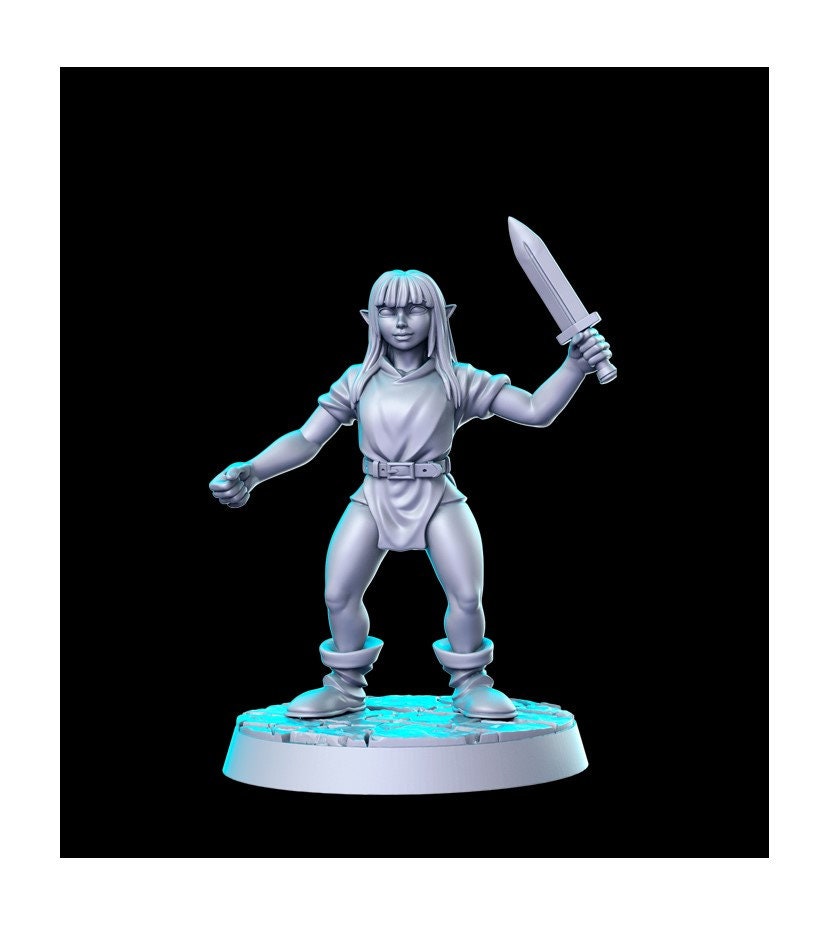Heroine Quest Goblin Short Sword Female - 28mm 32mm Scale DnD Miniature | Dungeons and Dragons | RN Estudio