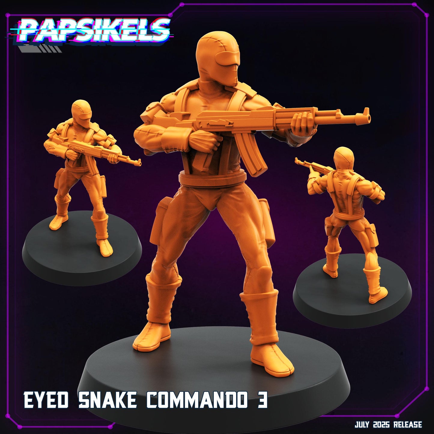 Eyed Snake Commando - 28mm 32mm 40mm Scale Cyberpunk Miniature  | Papsikels