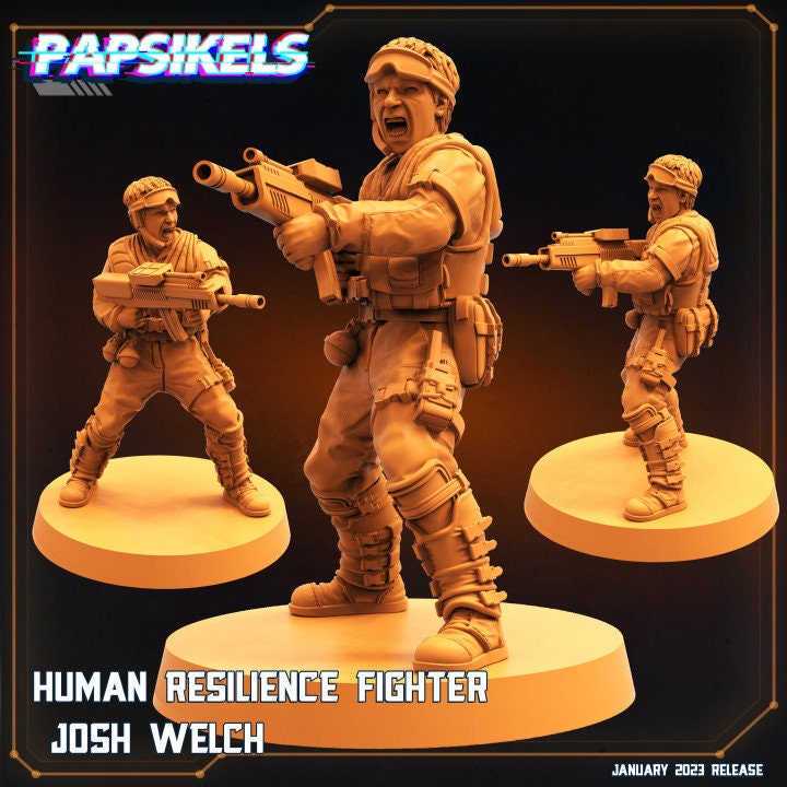 9pc Resilience Fighters Set Jan - 32mm Scale Resistence | RPG | Sci fi | Cyberpunk | Role Playing | DnD | Papsikel