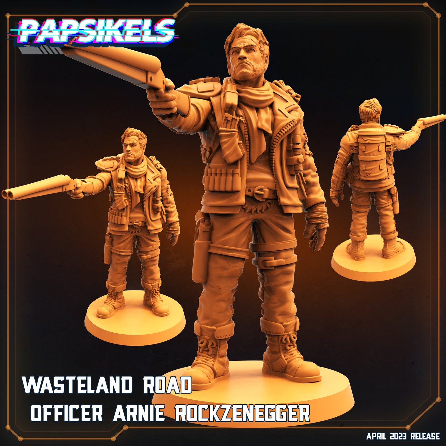 Wasteland Road Officer Arnie - Resin Miniature | RPG | Sci fi | Cyberpunk | Role Playing | DnD | Papsikel Wardudes