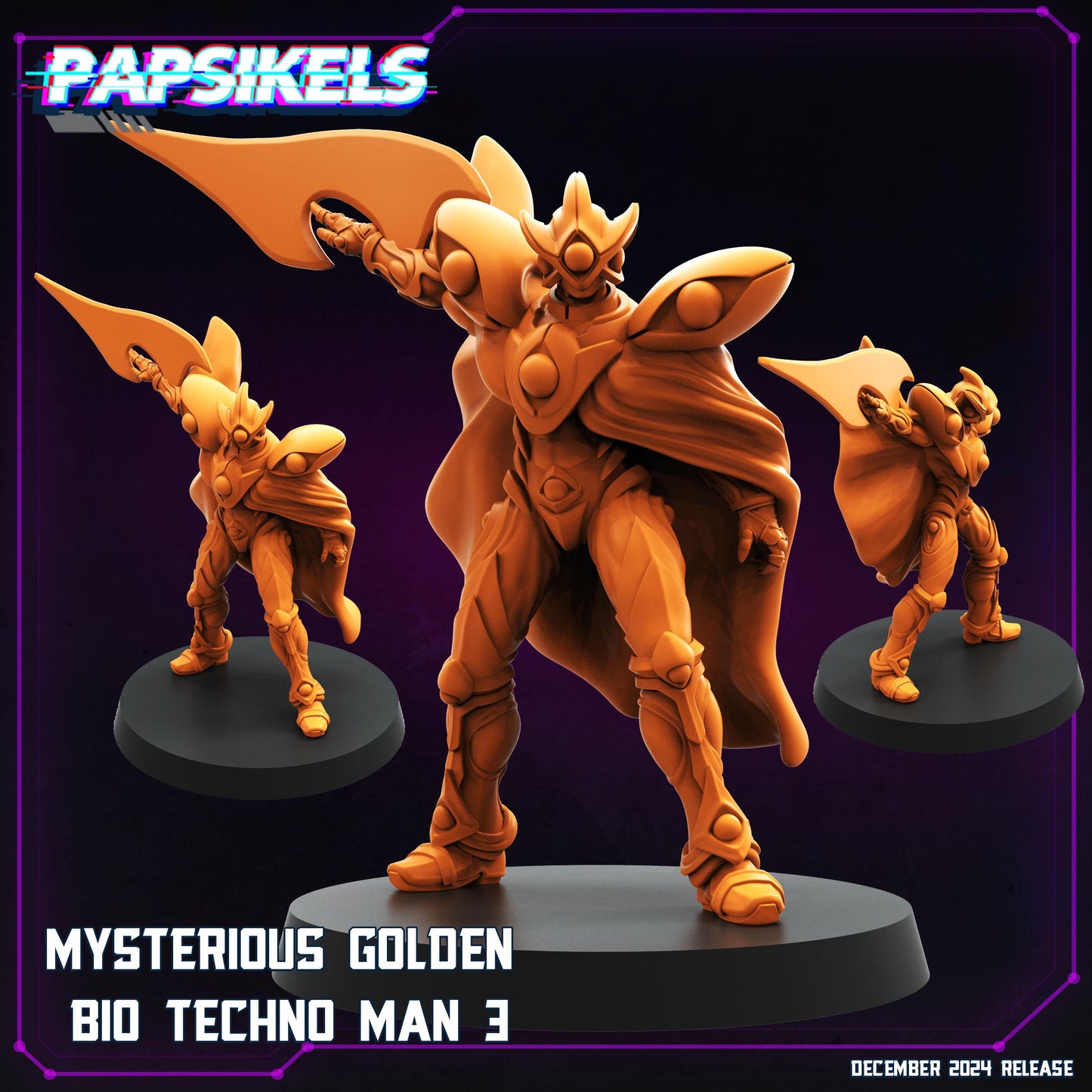 Mysterious Golden Bio Techno Man - 28mm 32mm 40mm Scale Cyberpunk Miniature  | Papsikels