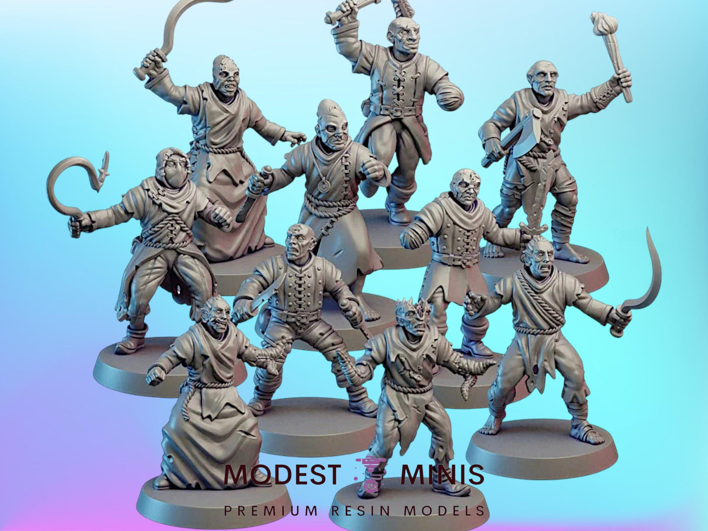10pc Cultists Set | 28mm - 75mm Scale | DnD Frostgrave Mini | Vae Victis Fantasy