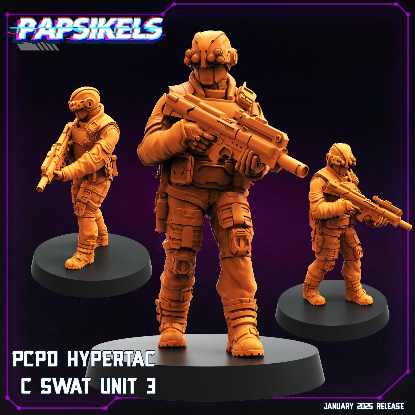 PCPD Hypertac C Swat - 28mm 32mm 40mm Scale Cyberpunk Mini  | Papsikels