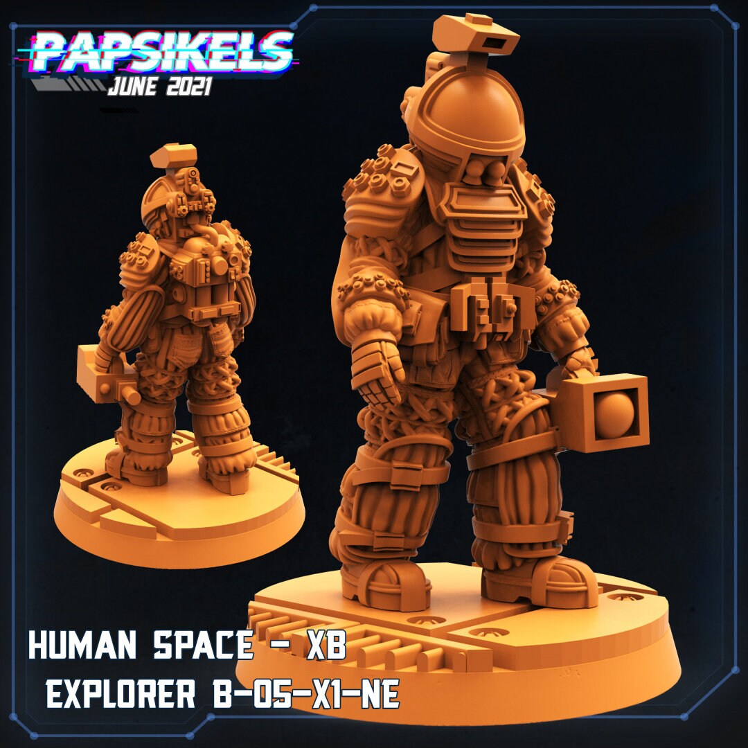 4pc Human Space XB Set- 32mm Scale Alien Miniature | RPG | Sci fi | Cyberpunk | Role Playing | DnD | Papsikel