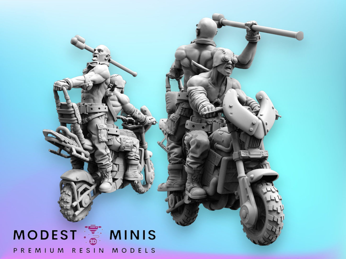 Nomad Devil Biker Dudes - Resin Miniature | RPG | Sci fi | Cyberpunk | Role Playing | DnD | Papsikel Wardudes