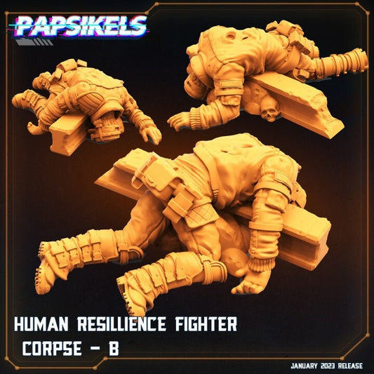 Resilience Fighter Corpse B - 32mm Scale Resistence | RPG | Sci fi | Cyberpunk | Role Playing | DnD | Papsikel