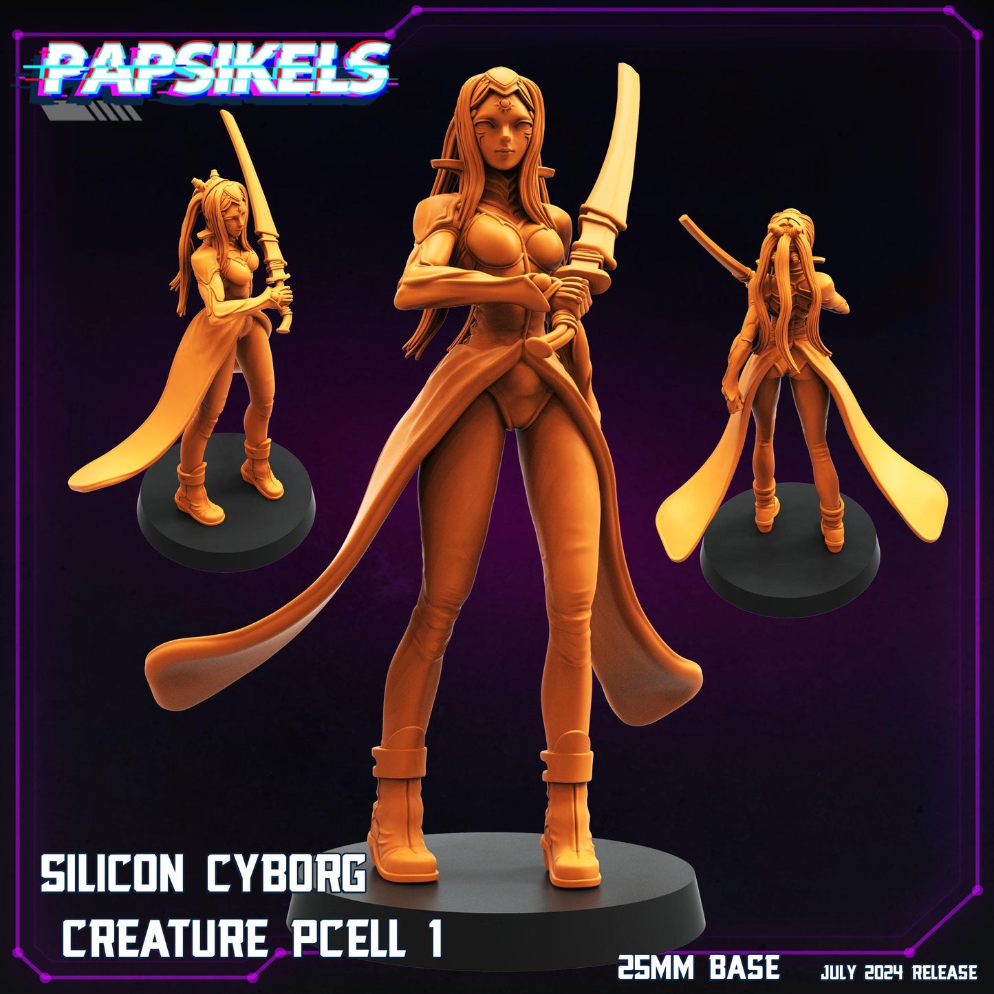 Silicon Cyborg Creature PCELL Females - Resin 3D Print Alien Miniature | RPG | Sci fi | Cyberpunk | Role Playing | DnD | Papsikel