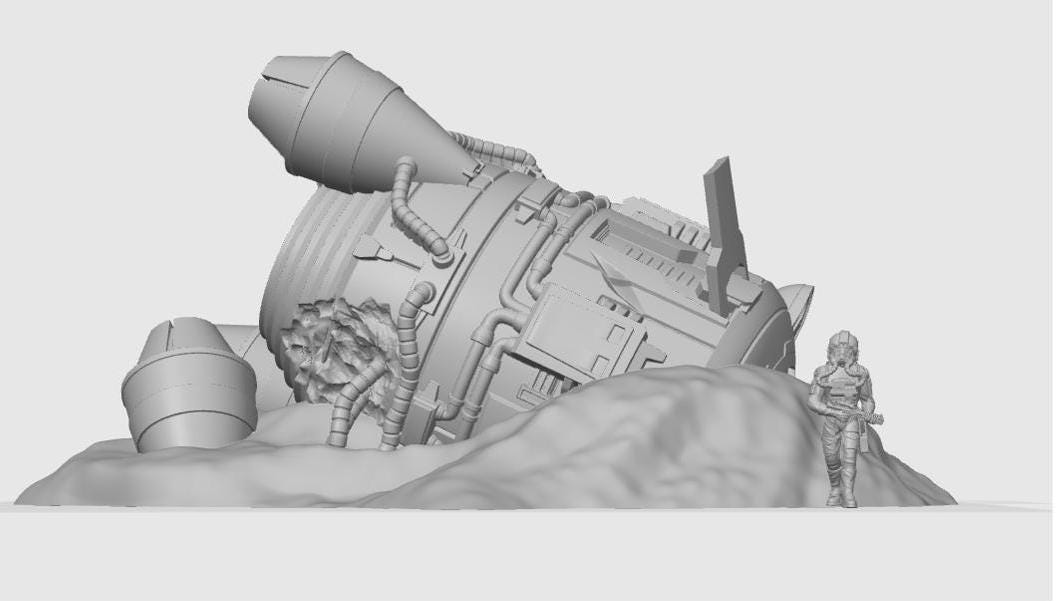 Crashed Pod | 28mm - 40mm Scale | Legion Terrain | Superhero Scatter | Sci Fi Terrain | Blue Wolf