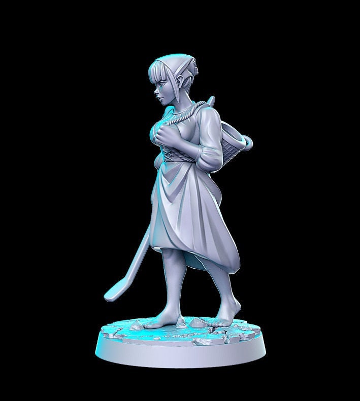 Villager NPC Evy groundskeeper - 32mm Scale DnD Miniature | Dungeons and Dragons | JRPG Mini - RN Estudio