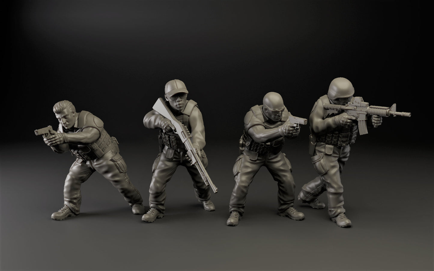 Modern US Police Set - 28mm Scale Resin Military Miniature | Zona Alfa | Spectre Ops Mini