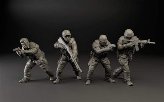 Modern US Police Set - 28mm Scale Resin Military Miniature | Zona Alfa | Spectre Ops Mini