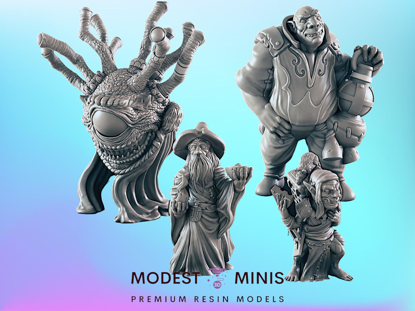 Black Market Folk Set | 25mm - 100mm Scale | DnD | EC3D Fantasy Mini | Everyday Folk