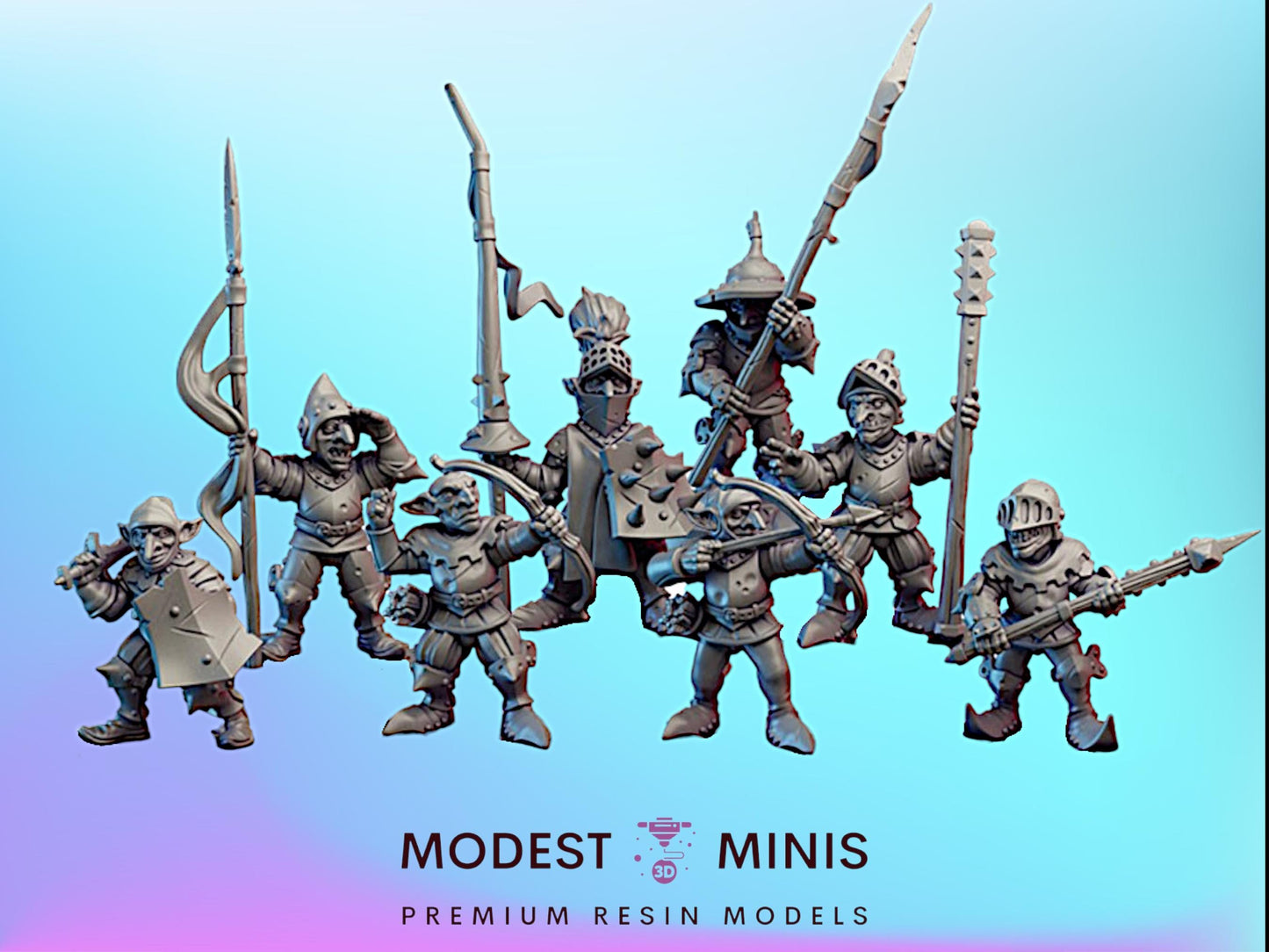 8pc Goblin Militia | 28mm - 75mm Scale | DnD Frostgrave Mini | Vae Victis Fantasy
