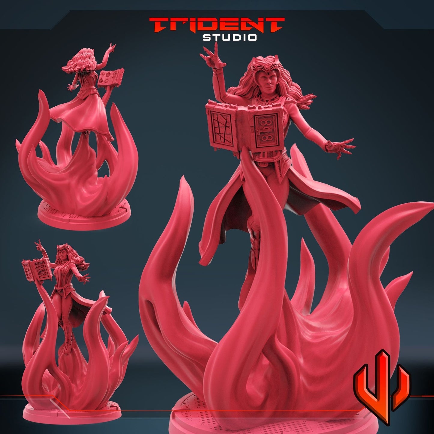 Crimson Caster A - 40mm  Miniature | Crisis Protocol Proxy | Trident