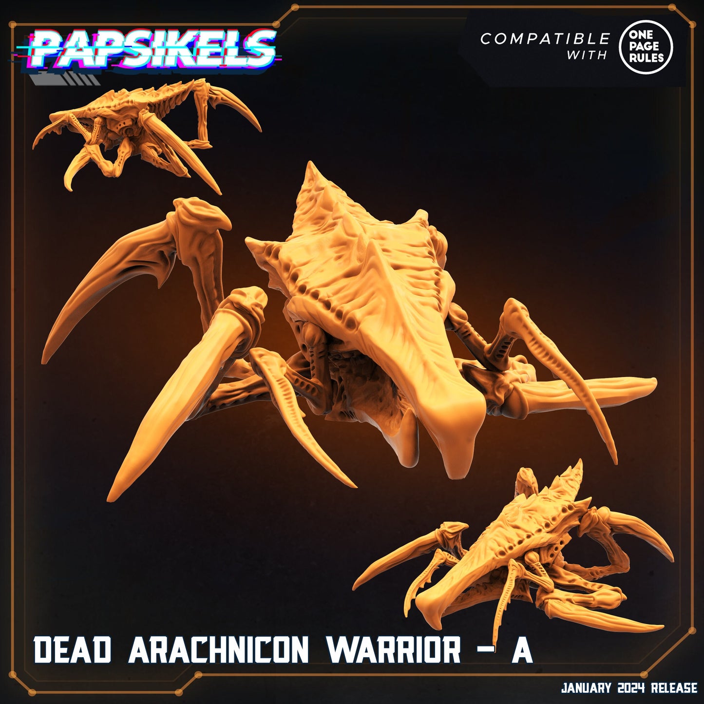 Dead Arachnicon Warriors - 32mm Scale Miniature | RPG | Sci fi | Cyberpunk | Role Playing | Papsikel