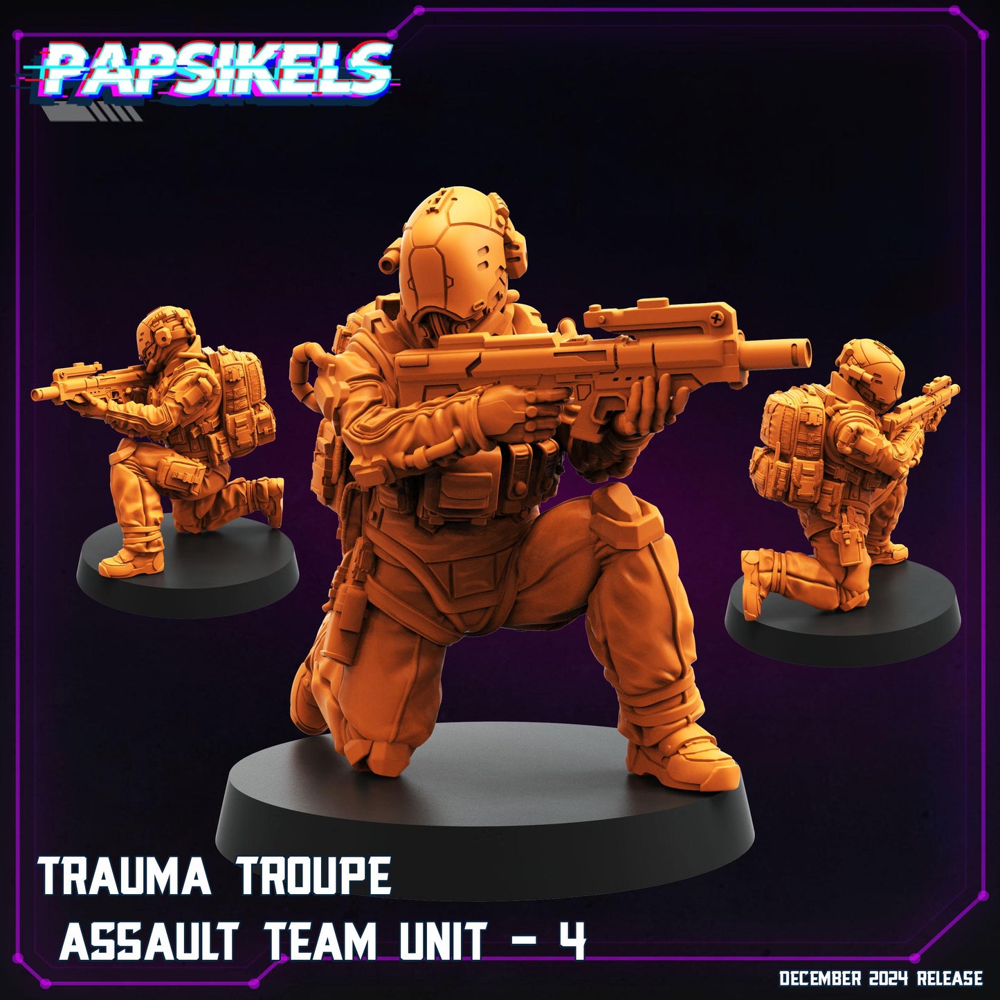 Trauma Troupe Assault Team - 28mm 32mm 40mm Scale Cyberpunk Mini  | Papsikels