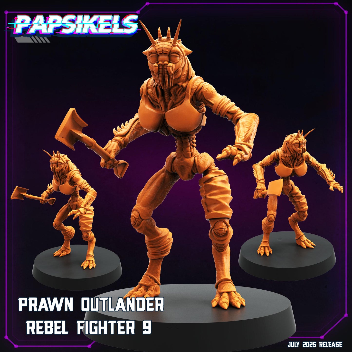Prawn Outlander Rebel Figher 5-9 - 28mm 32mm 40mm Scale Cyberpunk Miniature  | Papsikels