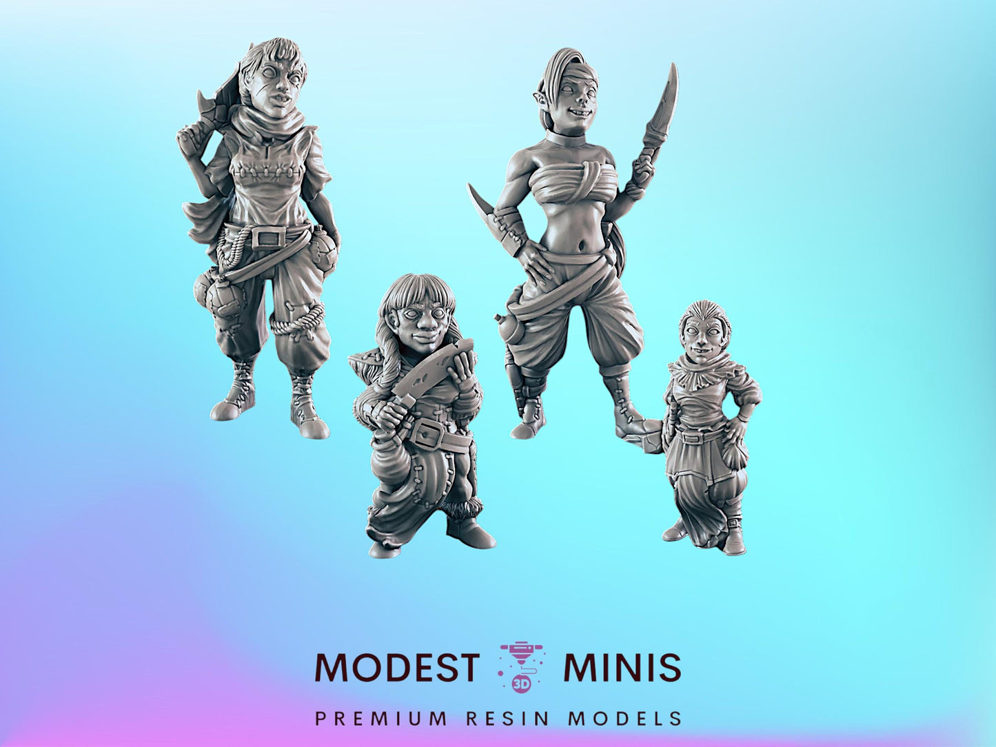 Kiss of Death Female Assassins | 25mm - 100mm Scale | DnD | EC3D Fantasy Mini | Everyday Folk